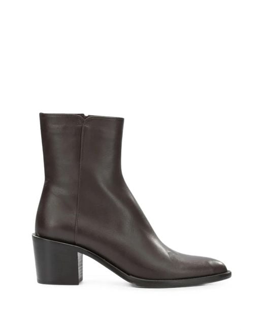 Pomme D ́Or Brown Side-Zip Leather Ankle Boots