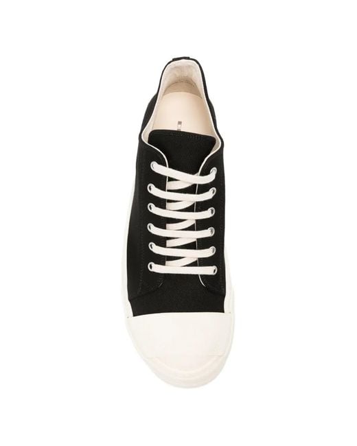 Rick Owens Black Low Sneaks Lace-Up Sneakers for men