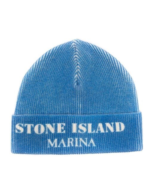 Stone Island Marina Beanie in Blue | Lyst
