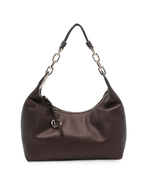 Liu Jo Brown Chain-Link Metallic-Effect Tote Bag