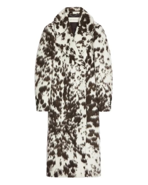 Dries Van Noten White Cowhide-Print Coat