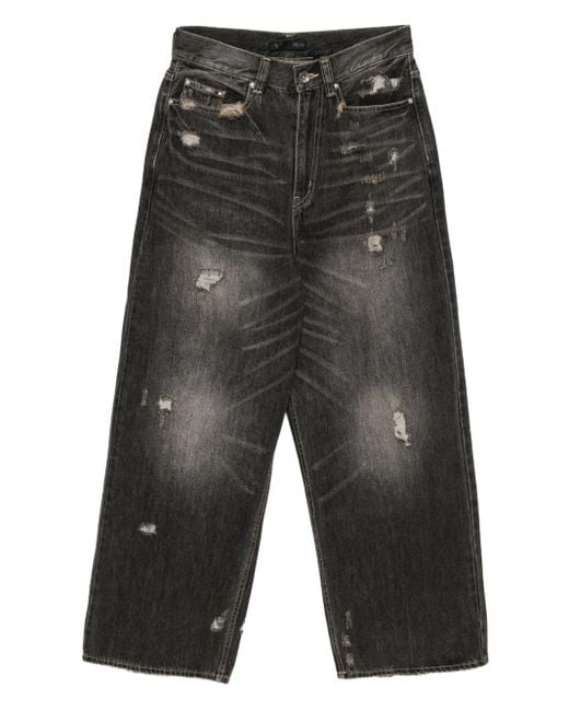 FIVE CM Gray Distressed Wide-Leg Jeans for men