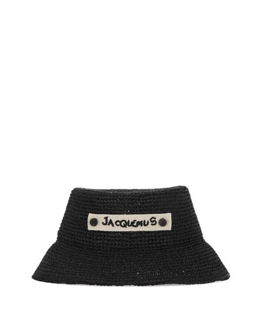 Jacquemus Black Logo Textured Bucket Hat