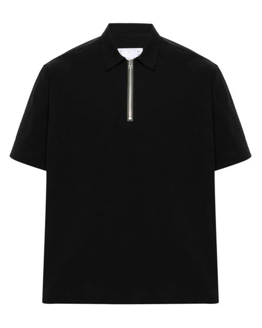 Sacai Black Zip-up Polo Shirt for men
