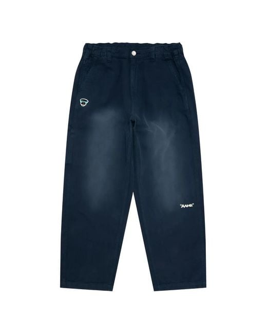 Aape By A Bathing Ape Blue Elasticated Embroidered Trousers for men