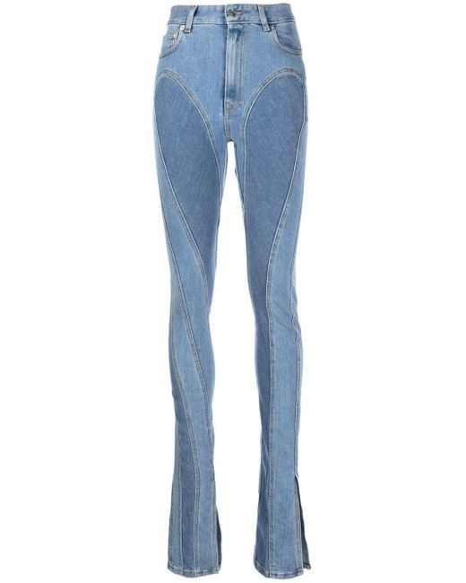 Jeans skinny bicolore di Mugler in Blue