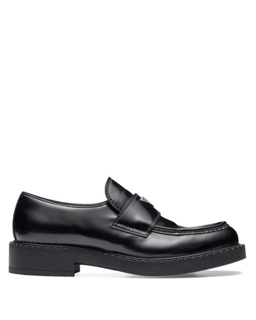Prada Loafer Aus Gebürstetem Leder in Black für Herren