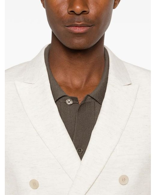 Antony Morato White Double-Breasted Slub-Texture Jacket for men