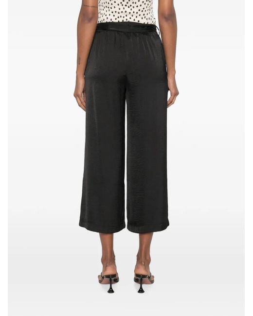MOUTAKI Black Satin-Finish Belted Trousers