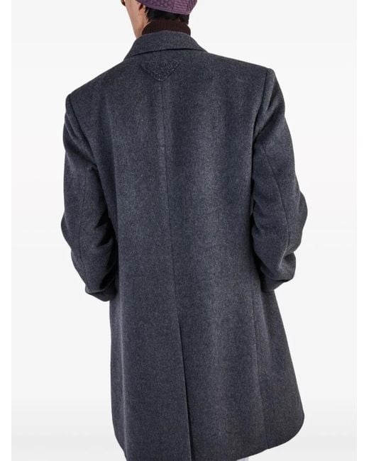 Prada Black Single-Breasted Wool Coat for men