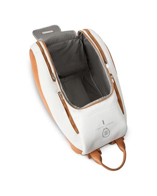 Brunello Cucinelli White Zipped Padel Backpack for men