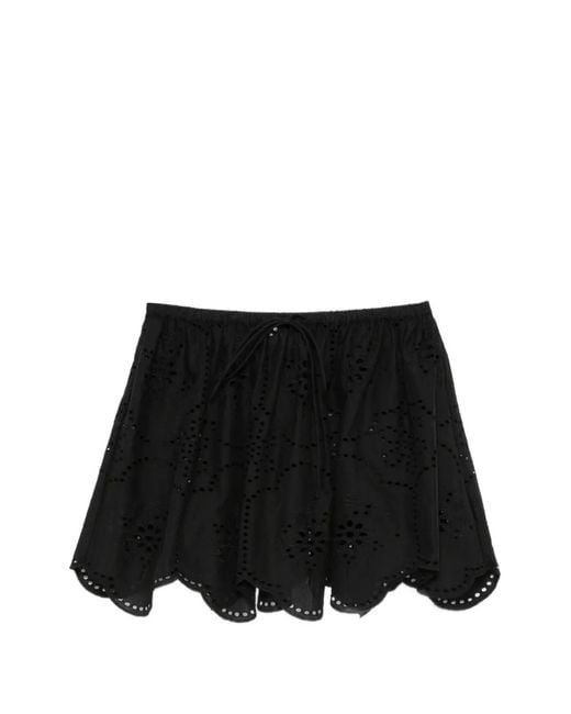 Matteau Black Broderie Scalloped-Hem Mini Skirt