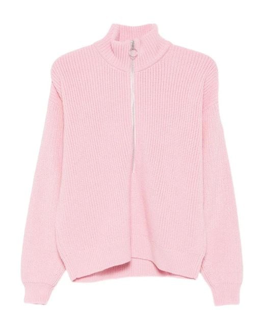 Marques'Almeida Trui Met Hoge Hals En Rits in het Pink
