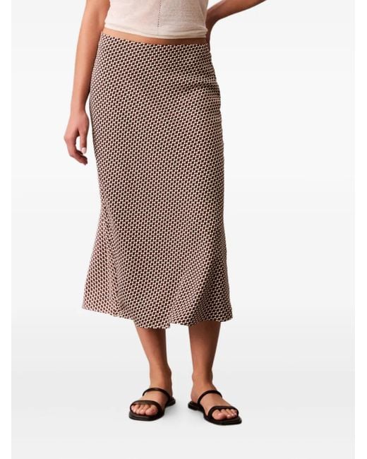 Calvin Klein Natural Patterned Midi Skirt