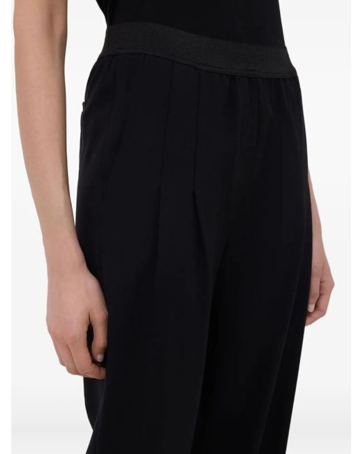 Loulou de Saison Black Pleated Elasticated-Waist Straight Trousers
