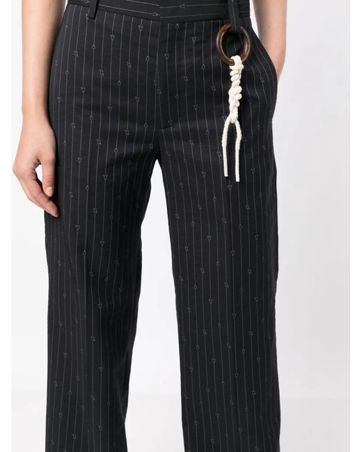 Charles Jeffrey Blue Pinstripe Straight-Leg Trousers