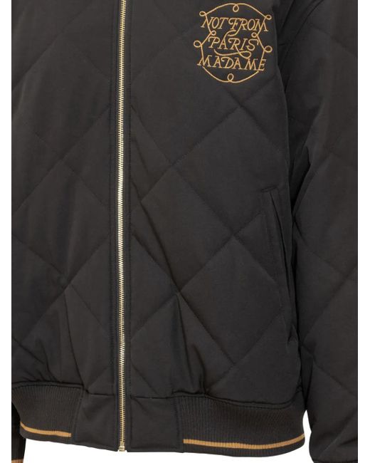 Drole de Monsieur Black Quilted Slogan Jacket for men