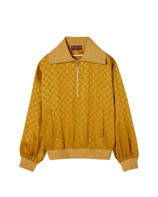 Gucci Yellow Jacquard Collared Jacket