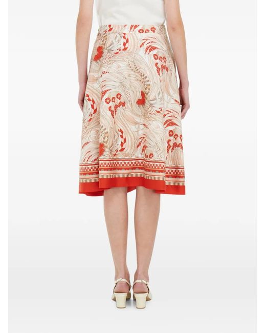 Ferragamo White Rooster-Print Long Skirt