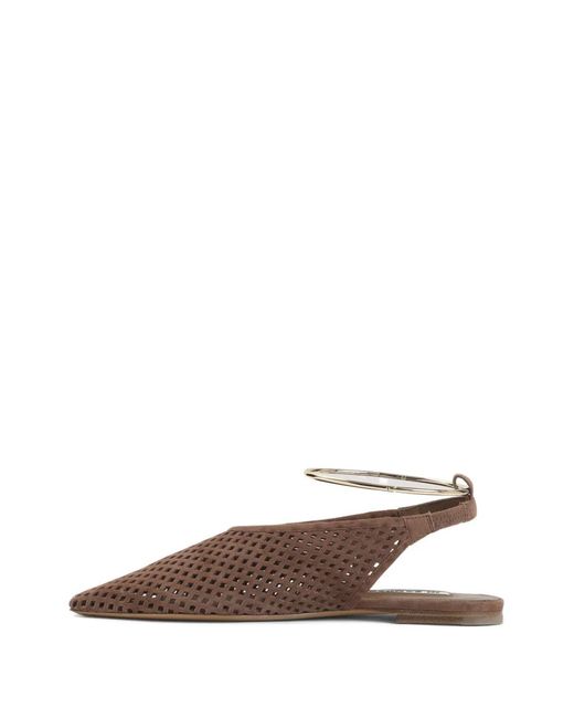 Jil Sander Brown Slingback Flat Pumps