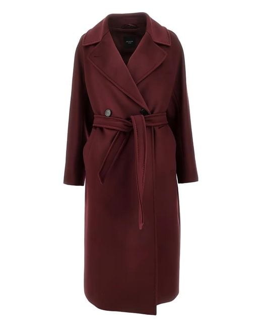 Weekend by Maxmara Red Double-Breasted Belt Wool Coat