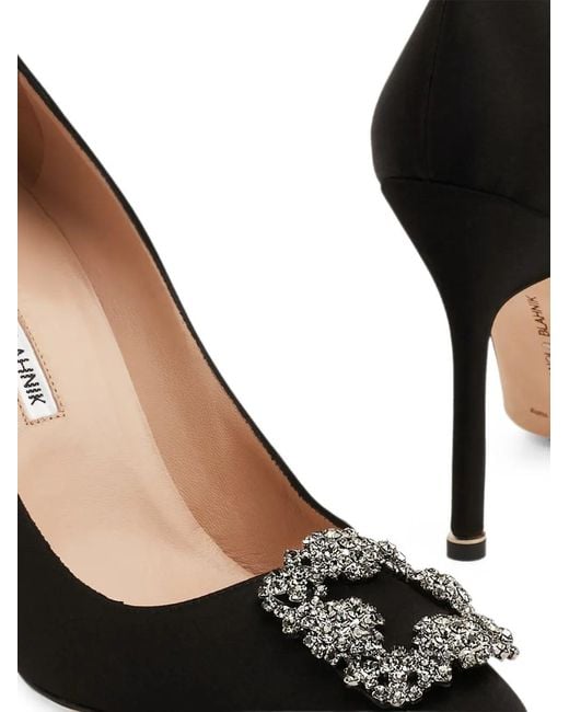 Manolo Blahnik Black Escarpins Hangisi À Boucle Ornée De Cristaux