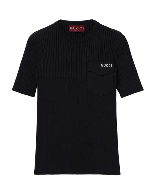 Gucci リブニット トップ Black