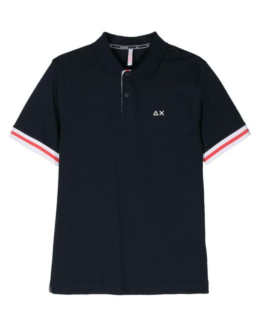 Sun 68 Blue Rubberised-logo Polo Shirt for men