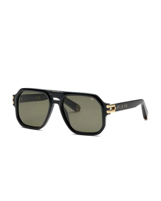 Philipp Plein Black Square-Frame Double-Bridge Sunglasses for men