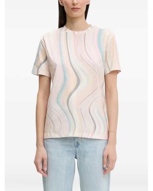 Paul Smith White Wave-Print T-Shirt