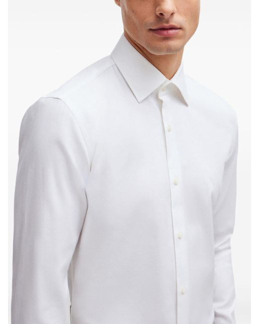 メンズ Boss Hank ツイルシャツ White