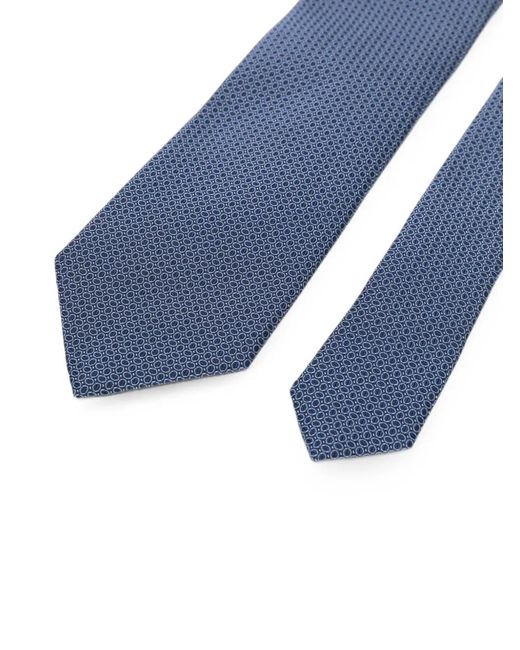 Zegna Blue Geometric-Pattern Tie for men