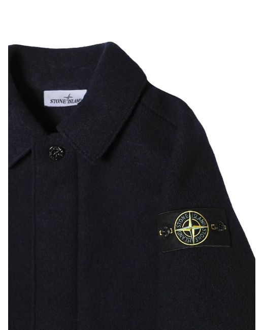 Stone Island Blue Logo-Patch Button-Up Sweater for men