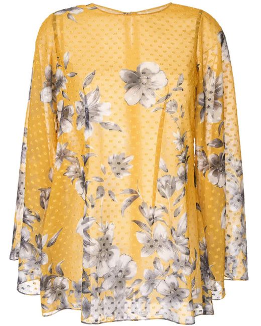 Top estilo túnica Bridget con estampado floral Bambah de color Yellow
