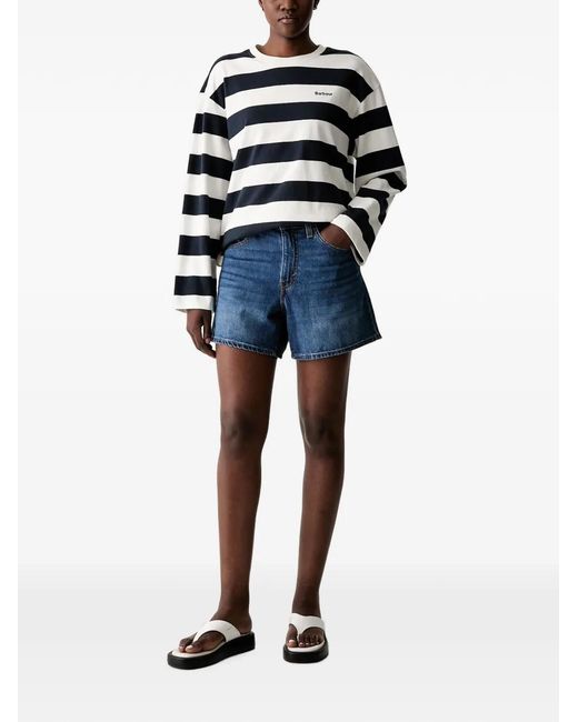 Levi's Blue Cinch Logo-Patch Denim Shorts