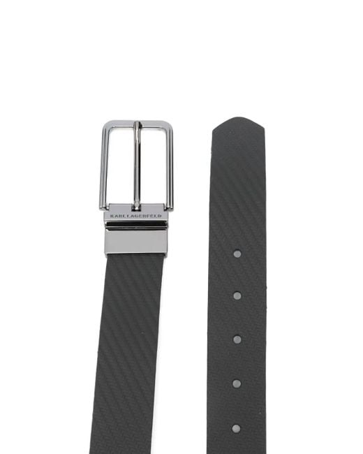 Karl Lagerfeld Black Textured Buckle Belt for men