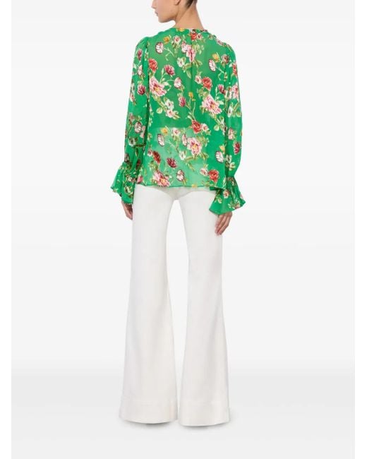 Alice + Olivia Green Moranne Hemd