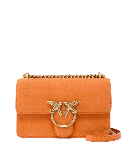 Pinko Orange Mini Love Crocodile-Print Leather Cross Body Bag