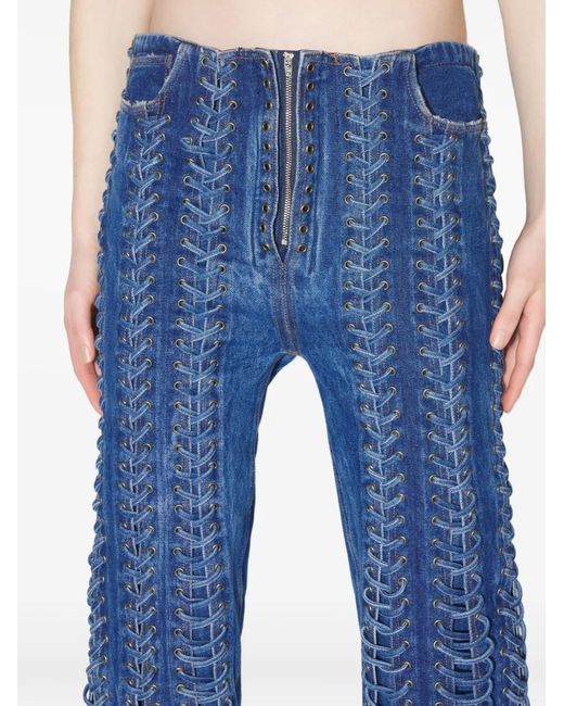 Jean Paul Gaultier Blue The Lace-Up Jeans