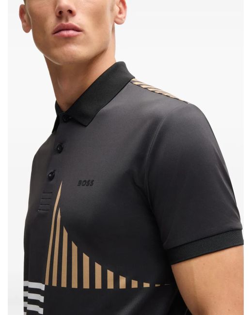 Boss Black Printed Polo Shirt for men