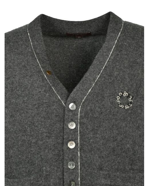 MASU Black Cardigan À Boutonnière for men