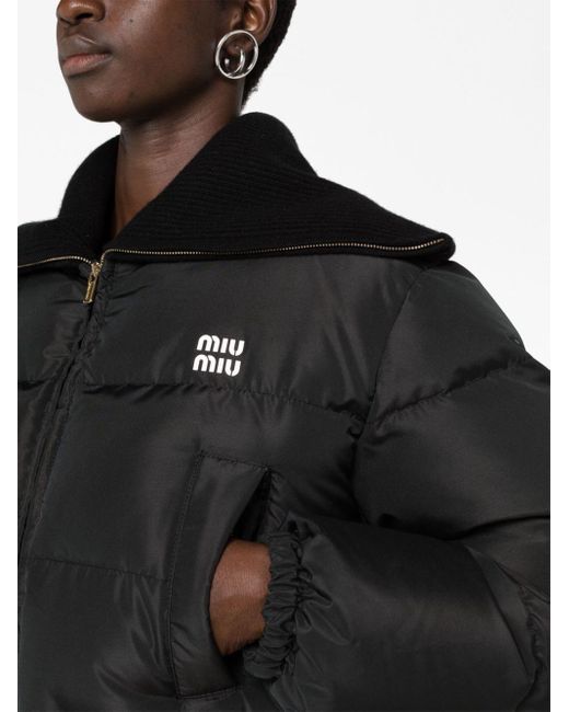 Miu Miu Black Logo-print Puffer Jacket