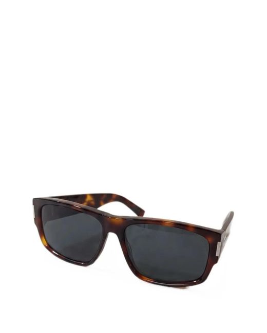 Saint Laurent Black Tortoiseshell-Effect Rectangle-Frame Sunglasses for men