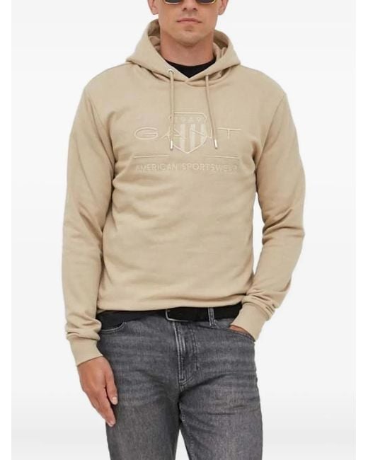 Gant Hoodie Mit Logo-Stickerei in Natural für Herren