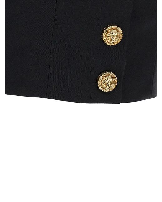 Top corto con cierre de botones Balmain de color Black