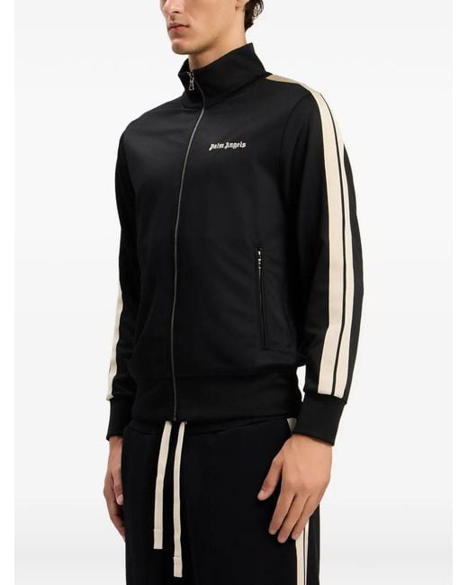 Palm Angels Black Full Zip Classic Logo Track Top for men
