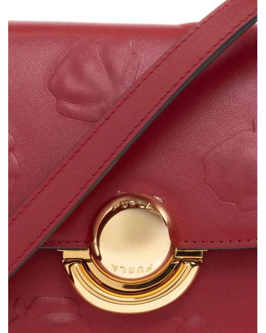 Furla Red Sfera Embossed Shoulder Bag