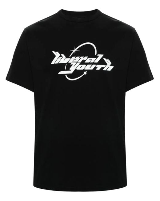 Liberal Youth Ministry Black Logo-Print Cotton T-Shirt for men