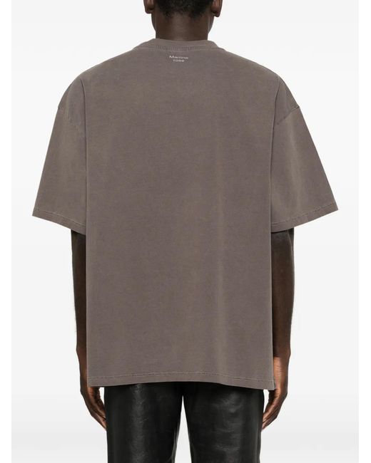 Martine Rose Gray Oversized Cotton T-Shirt With Photographic Print On The Chest And Logo On The Back for men