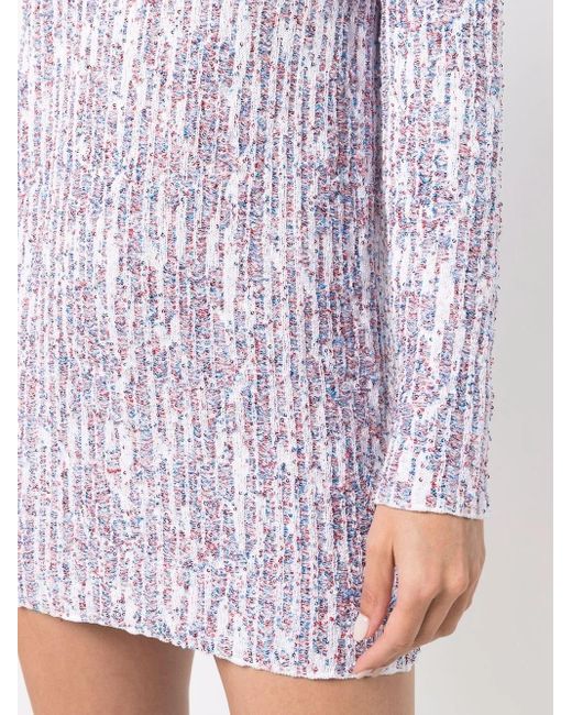 Balmain Purple Sequin-Embellished Long-Sleeve Dress